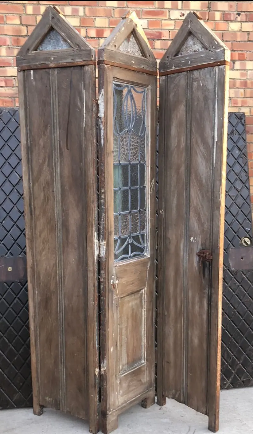 3 Panel Door Screen With Leaded Glass 1