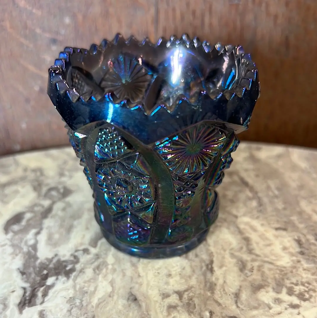 Dark Blue Carnival Glass Toothpick Holder 1