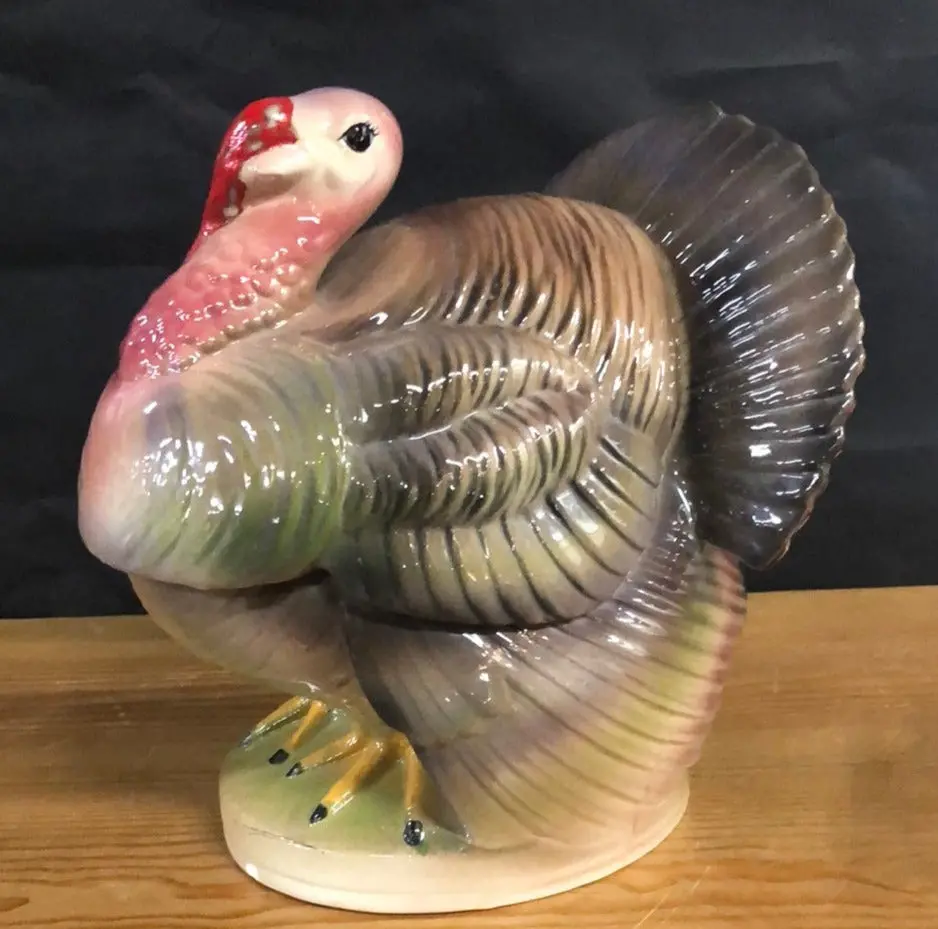 Large Hand Painted Turkey Jar 1