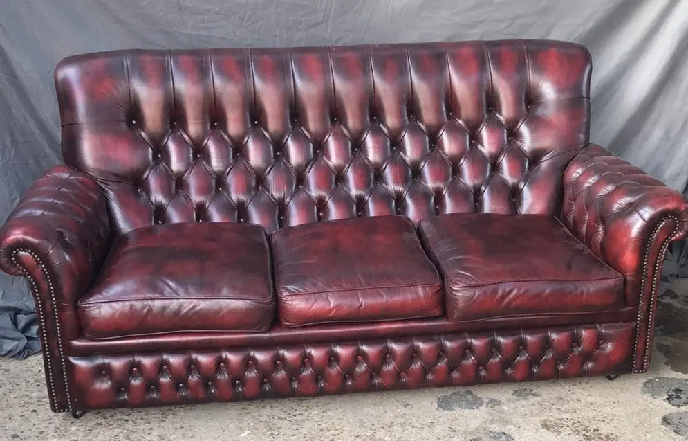 English Oxblood Leather Chesterfield Sofa 1