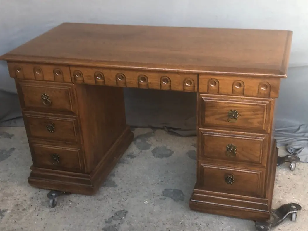 Small Oak Pedestal Desk By Conant Ball Furniture Makers 1
