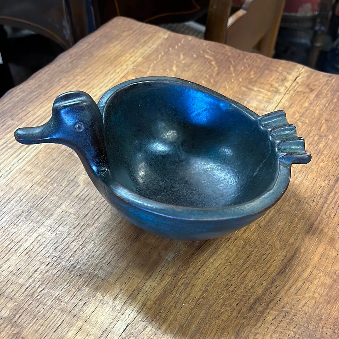 Italian Glazed Pottery Duck Shaped Ashtray 1