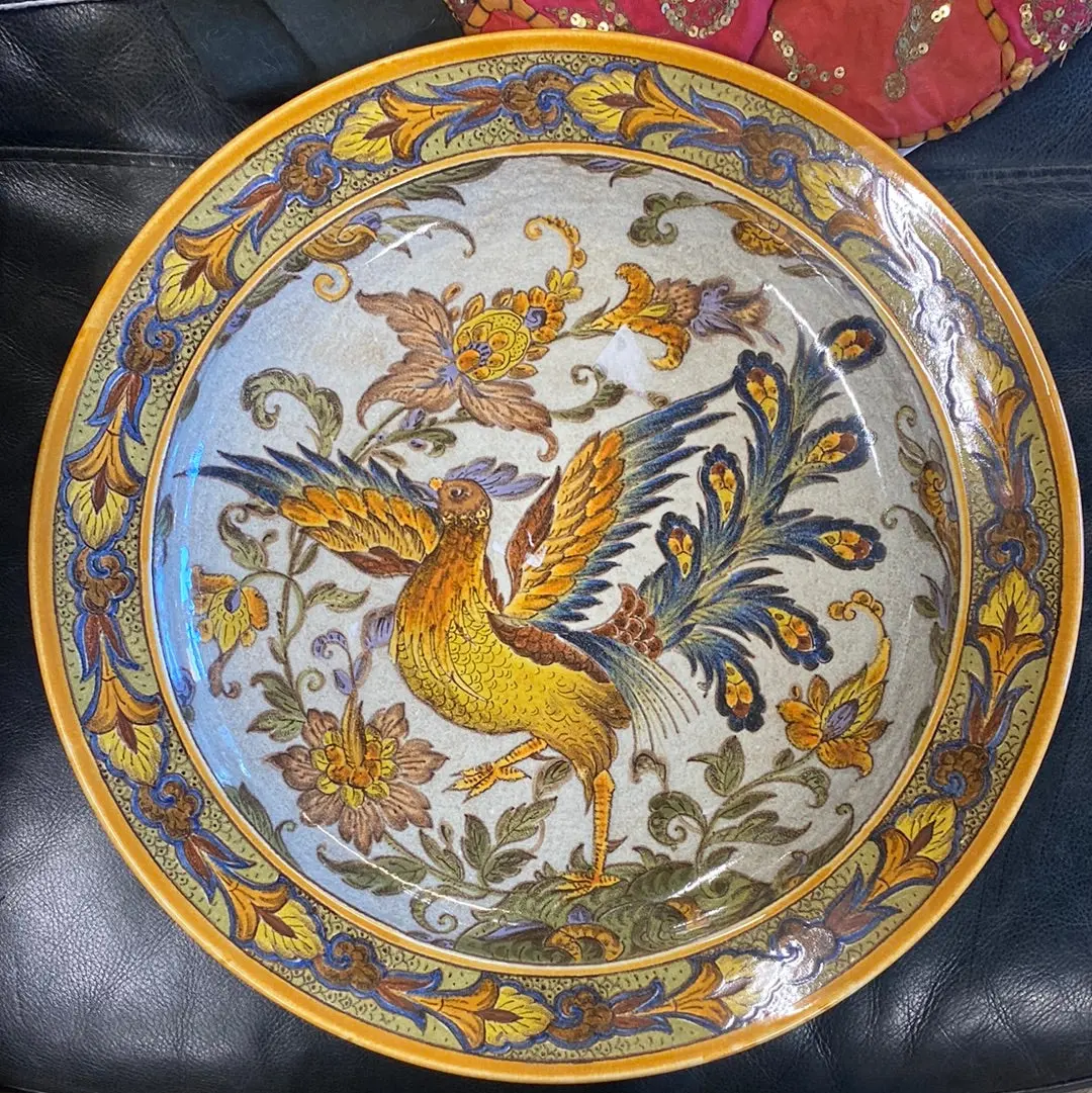 Large Delft Gouda Charger With Bird 1