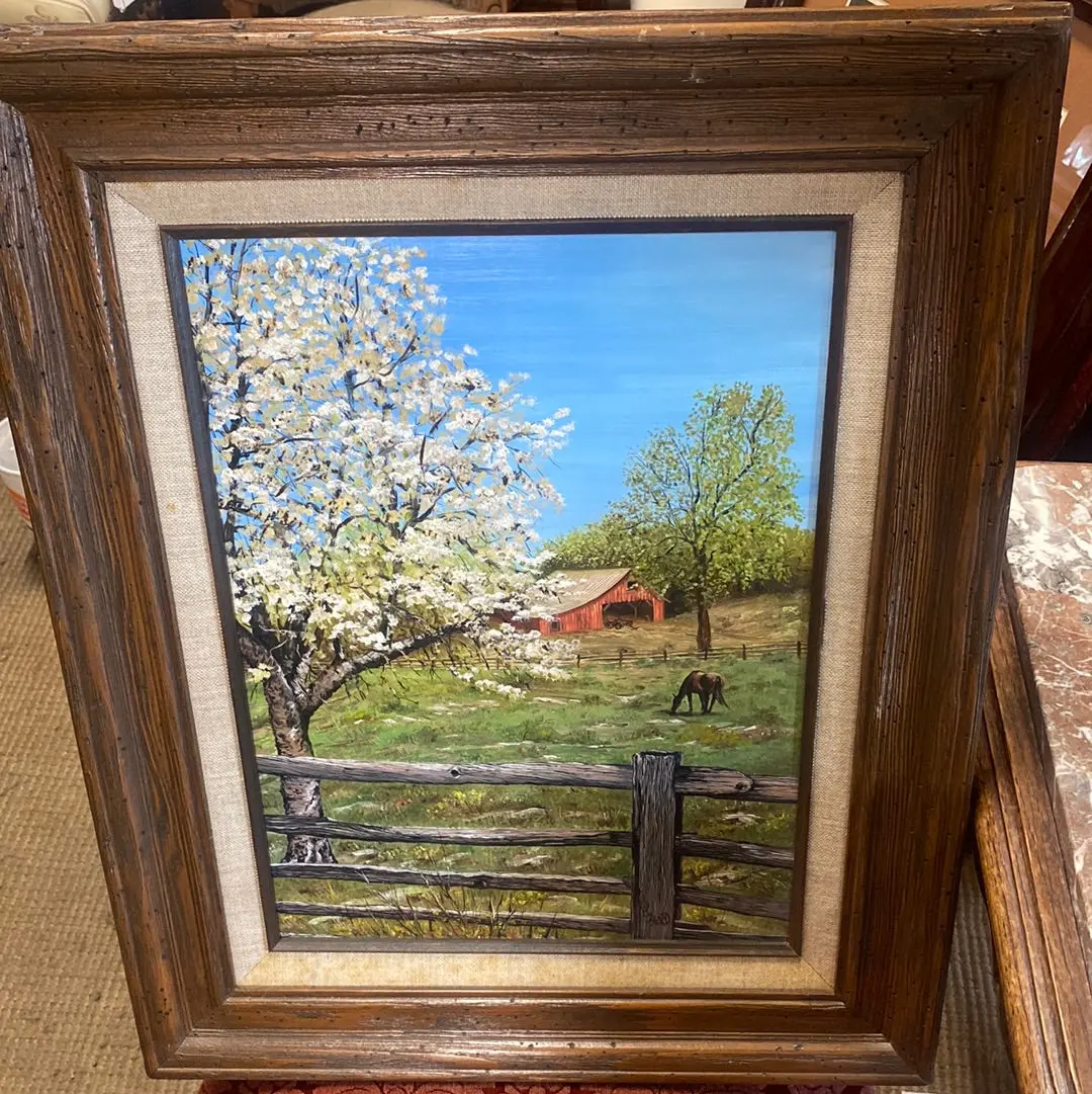 Small Vertical Oil Painting On Board "B.Herd Springtime 1975” 1