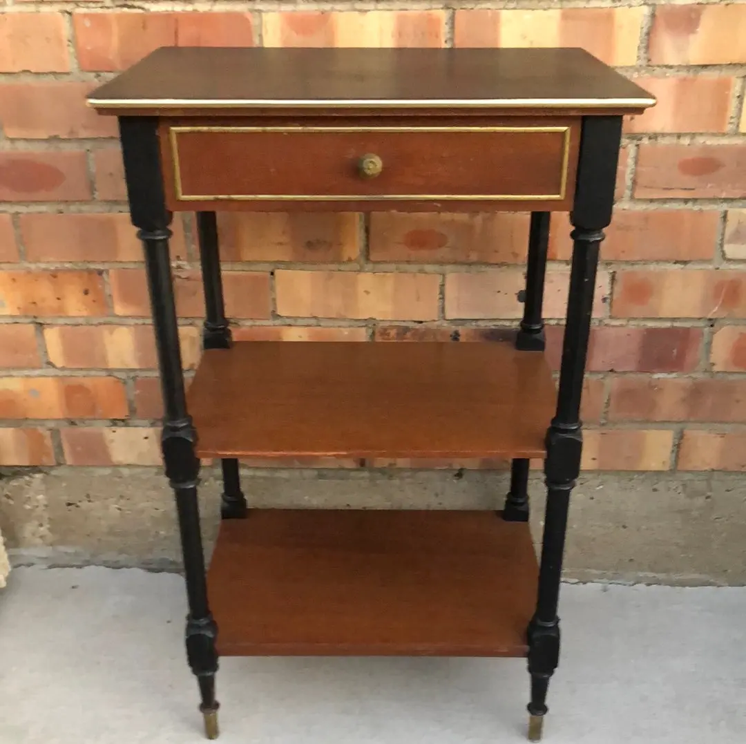 Small Louis Xvi Brass Trimed Mahogany And Ebony 2 Tiered Stand 1