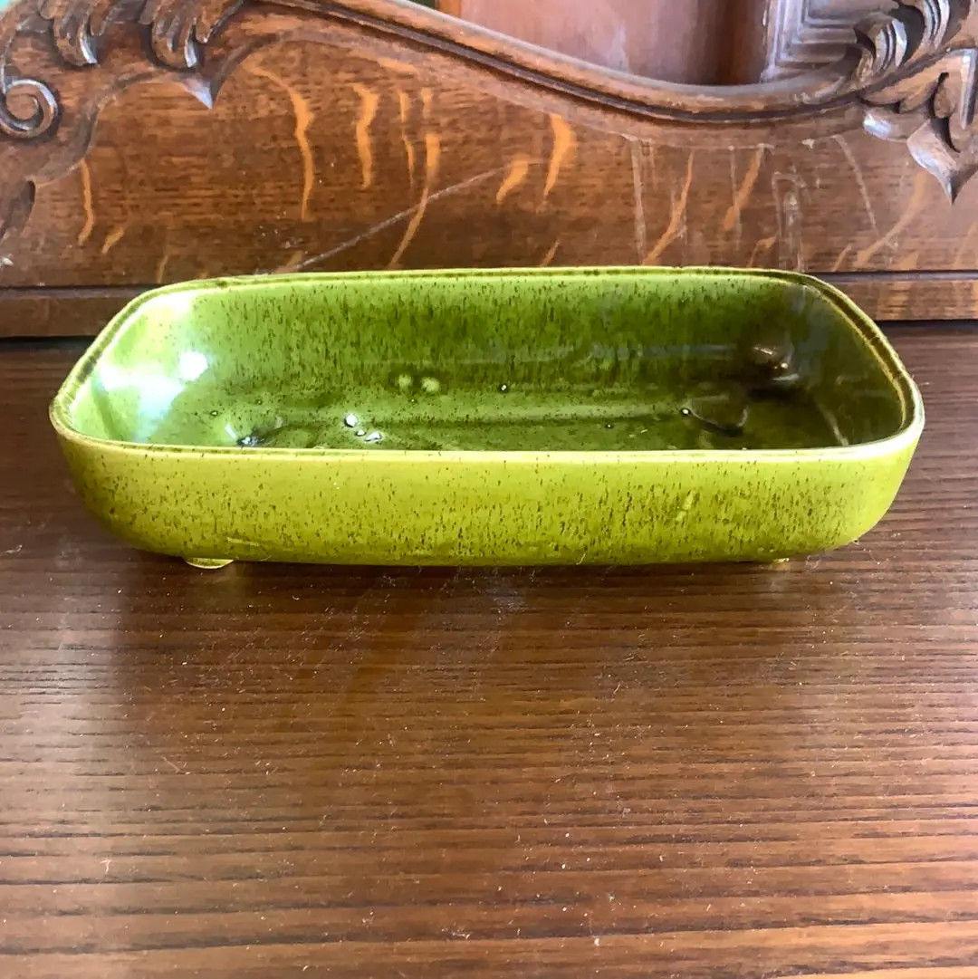 Low Green Glazed Pottery Rectangular Planter 1