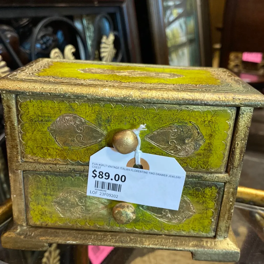 Vintage Italian Florentine Two Drawer Jewlery Chest 1