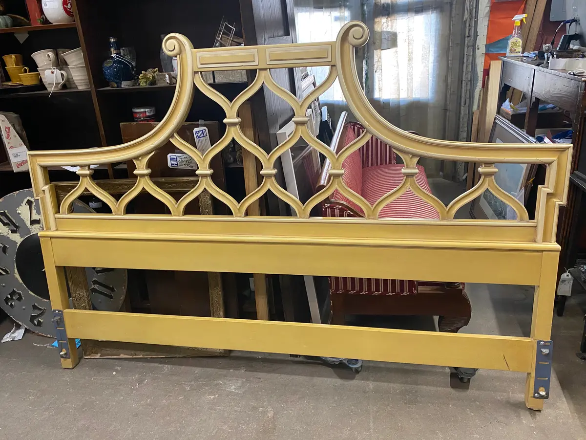 Yellow King Size Headboard Vintage 70'S 1