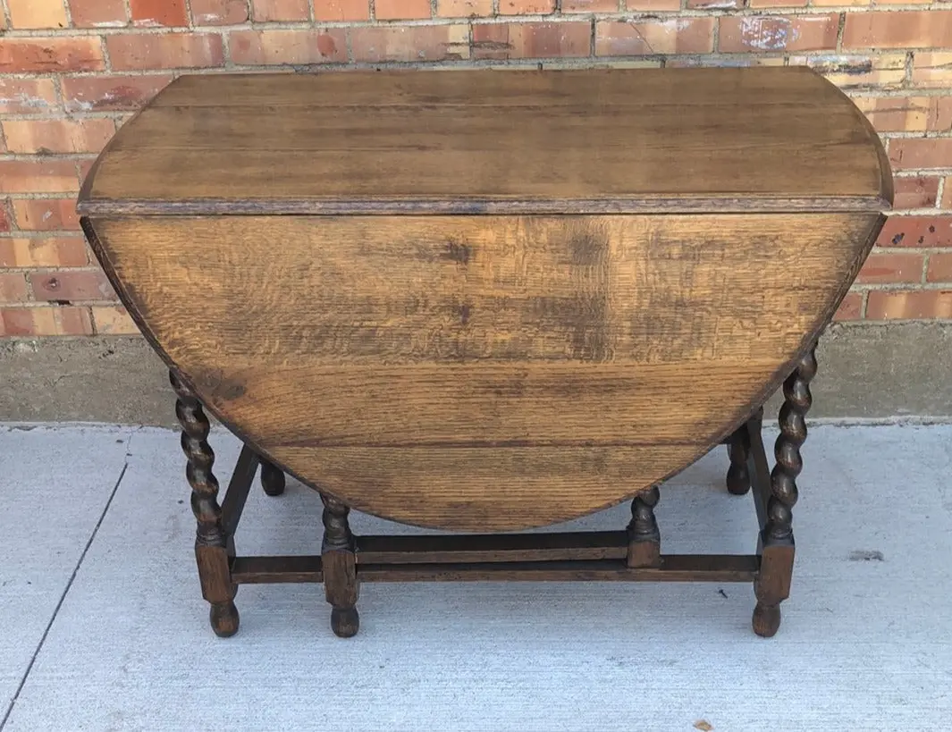 Barley Twist English Oak Drop Leaf Table 1