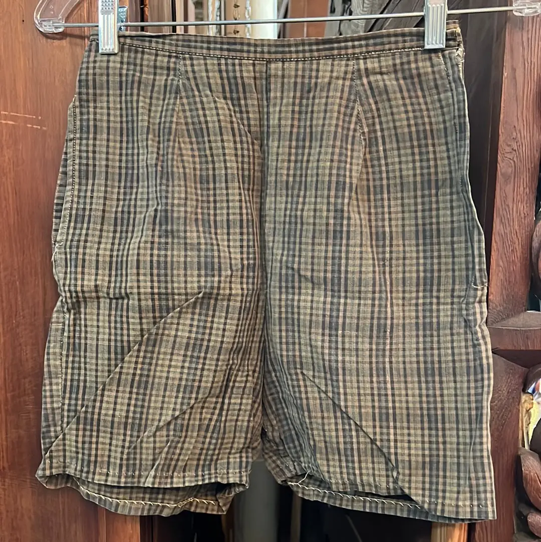 Green Plaid Cotton Shorts 1