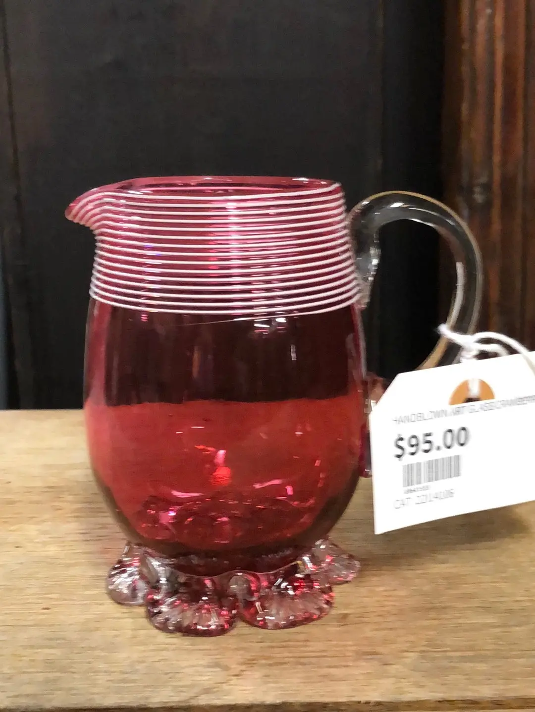 Handblown Art Glass Cranberry Creamer 1