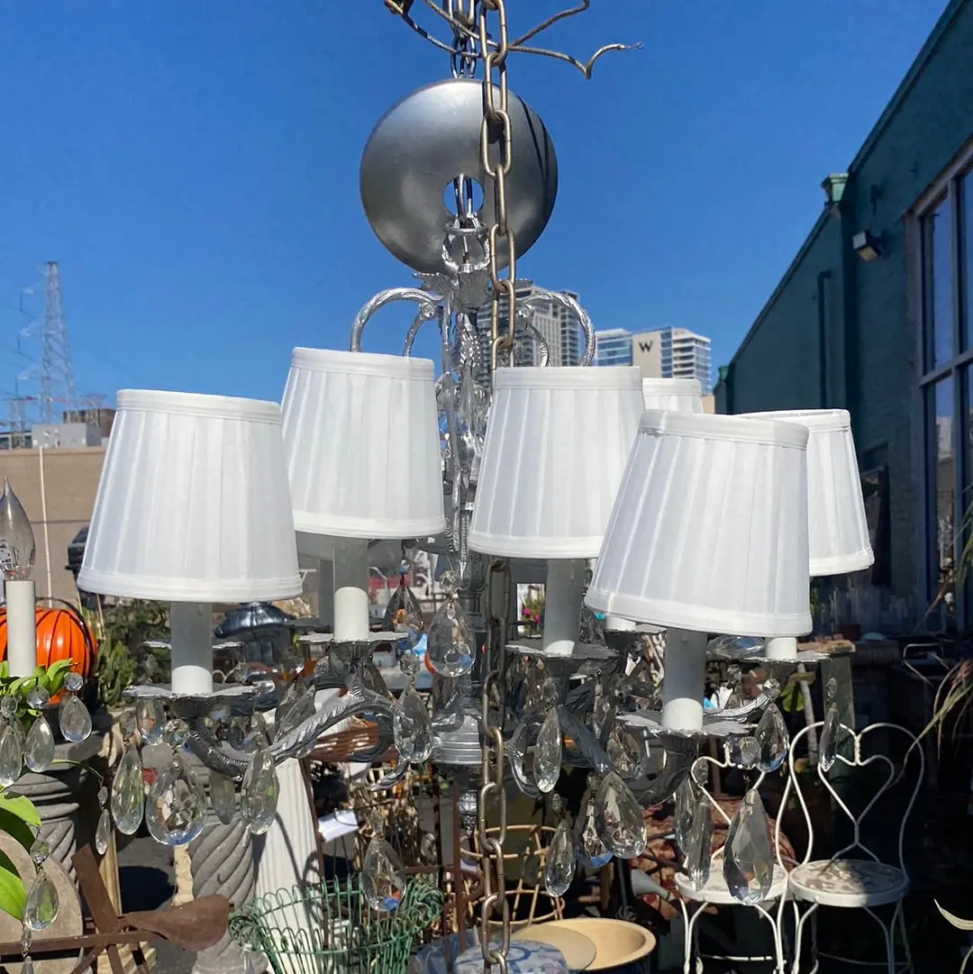 Silver Chandelier With Shades 1