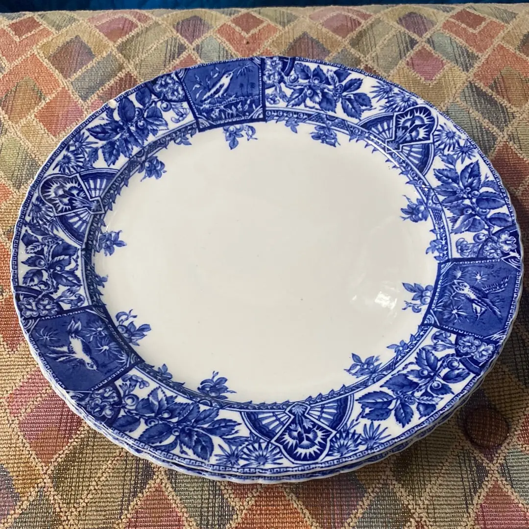 Alexandria Pattern English Blue Transferware Dinner Plate Each 1