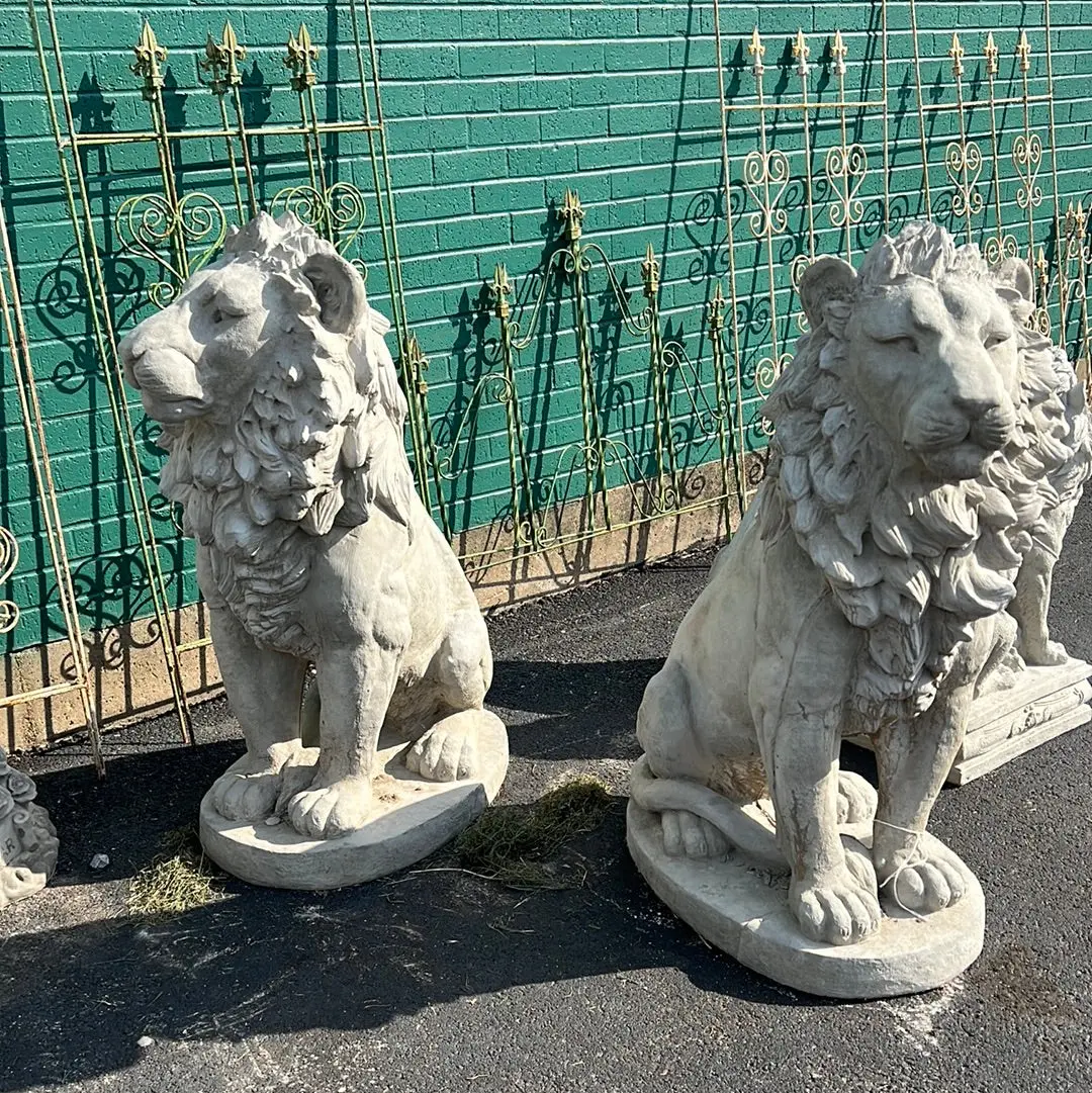 Pair Of Tall Concrete Lions 1