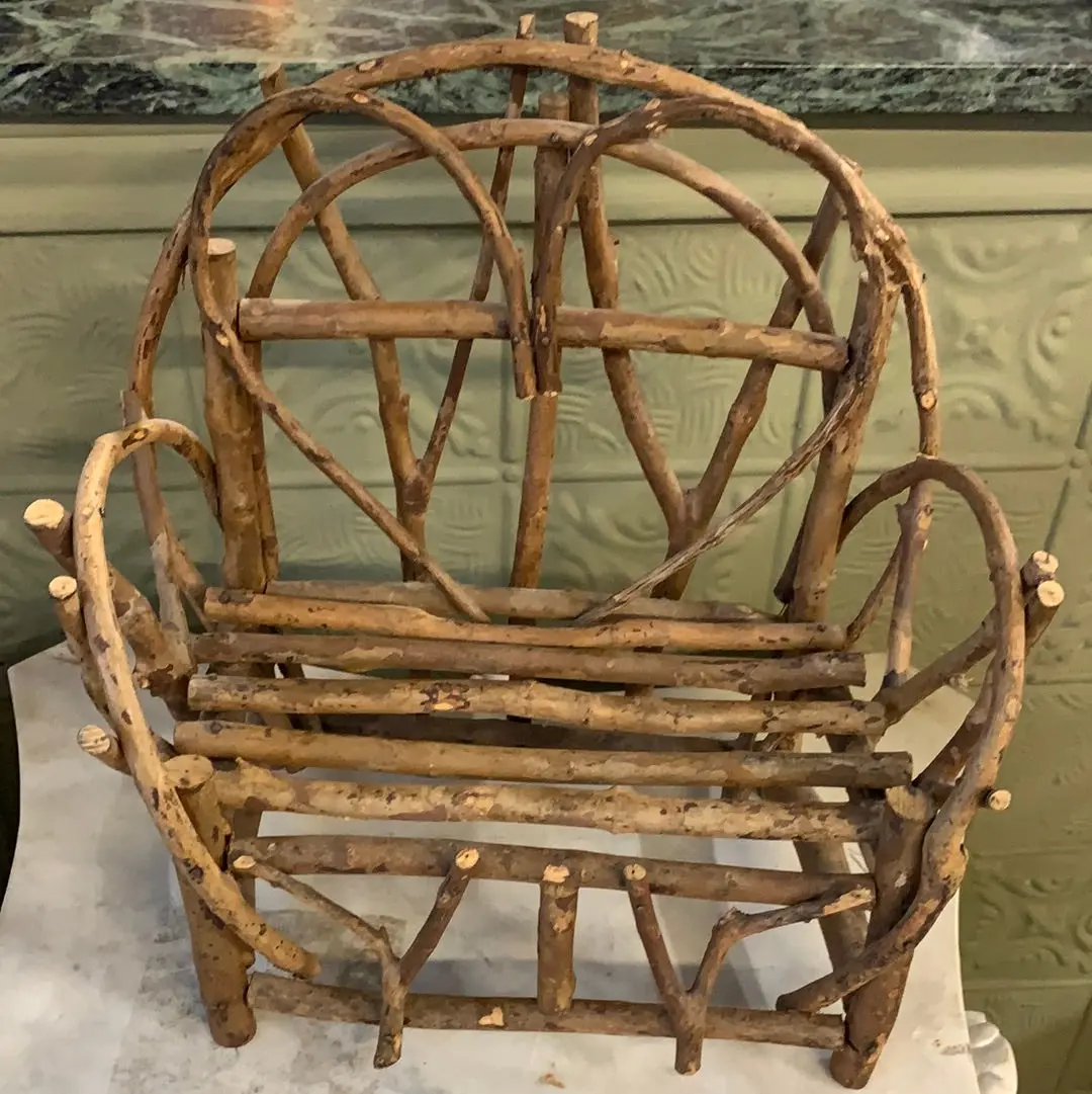 Folk Art Twig Doll Or Plant Bench 1