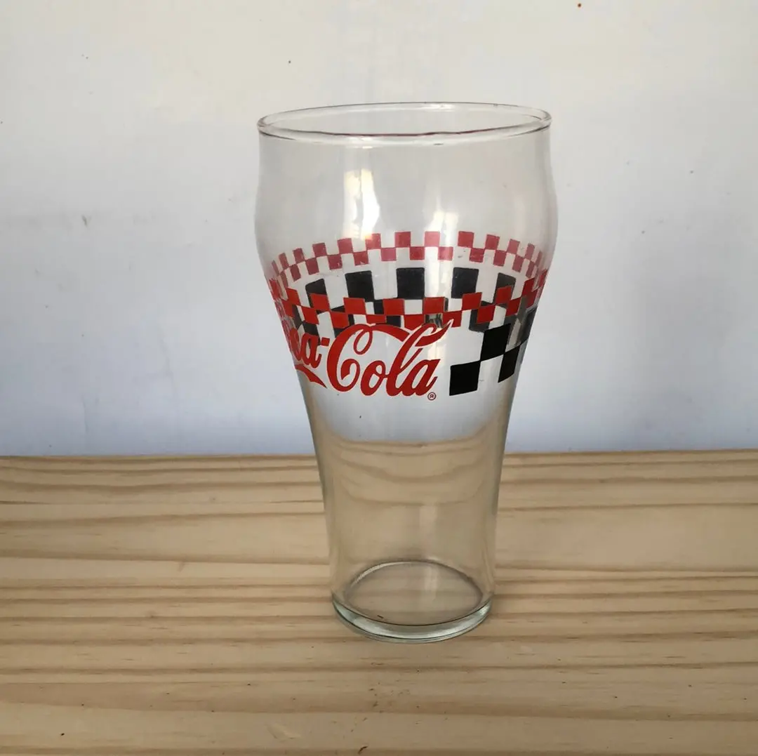 16 Ounce Black And Red Checkered Coca-Cola Glass 1