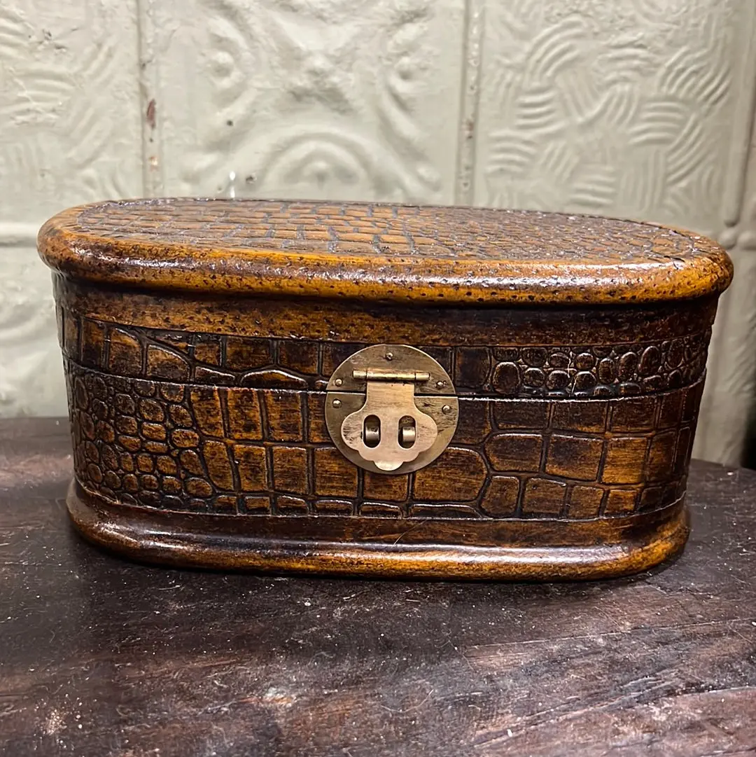Faux Alligator Oval Box 1