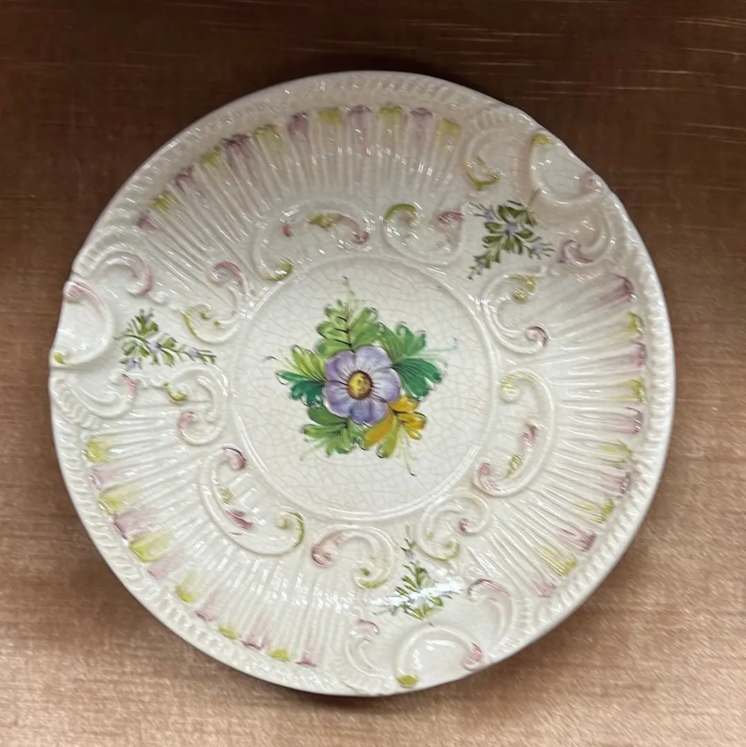 Large Floral Italian Style Painted Ashtray 1