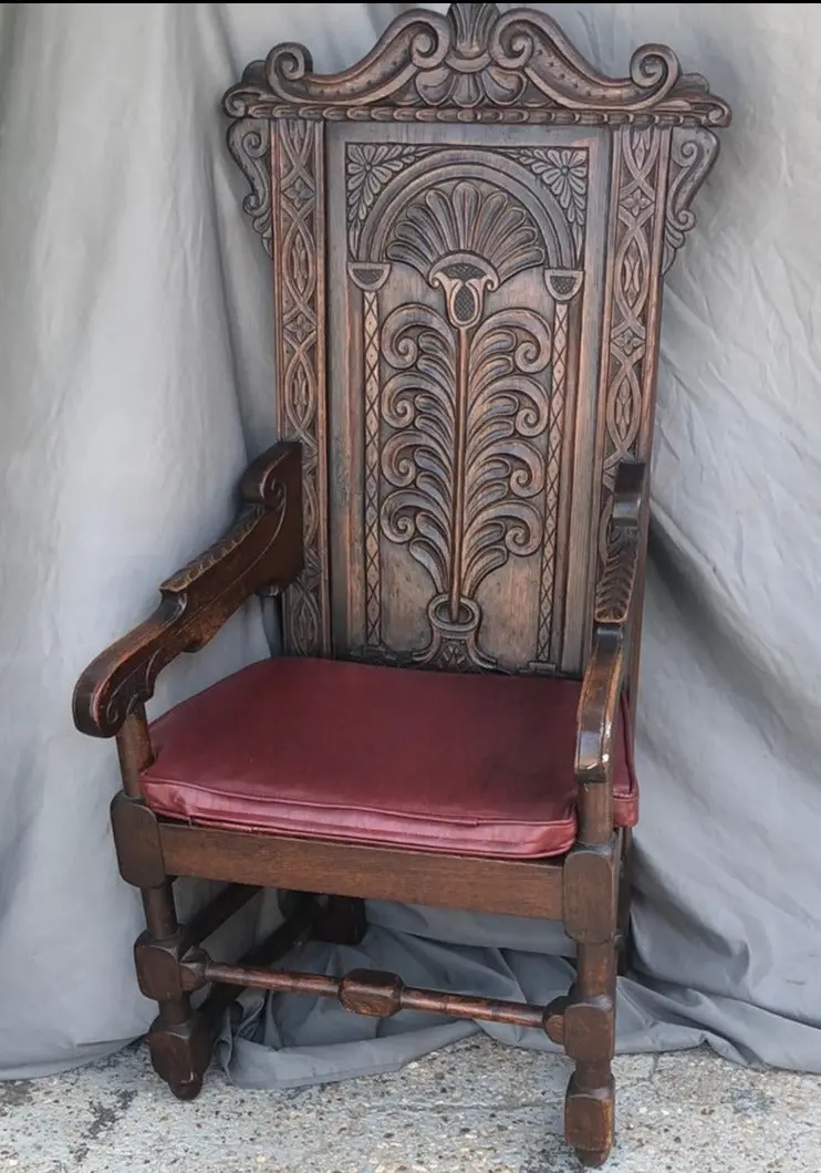Benchmade English Oak Carved Wainscott Armchair 1