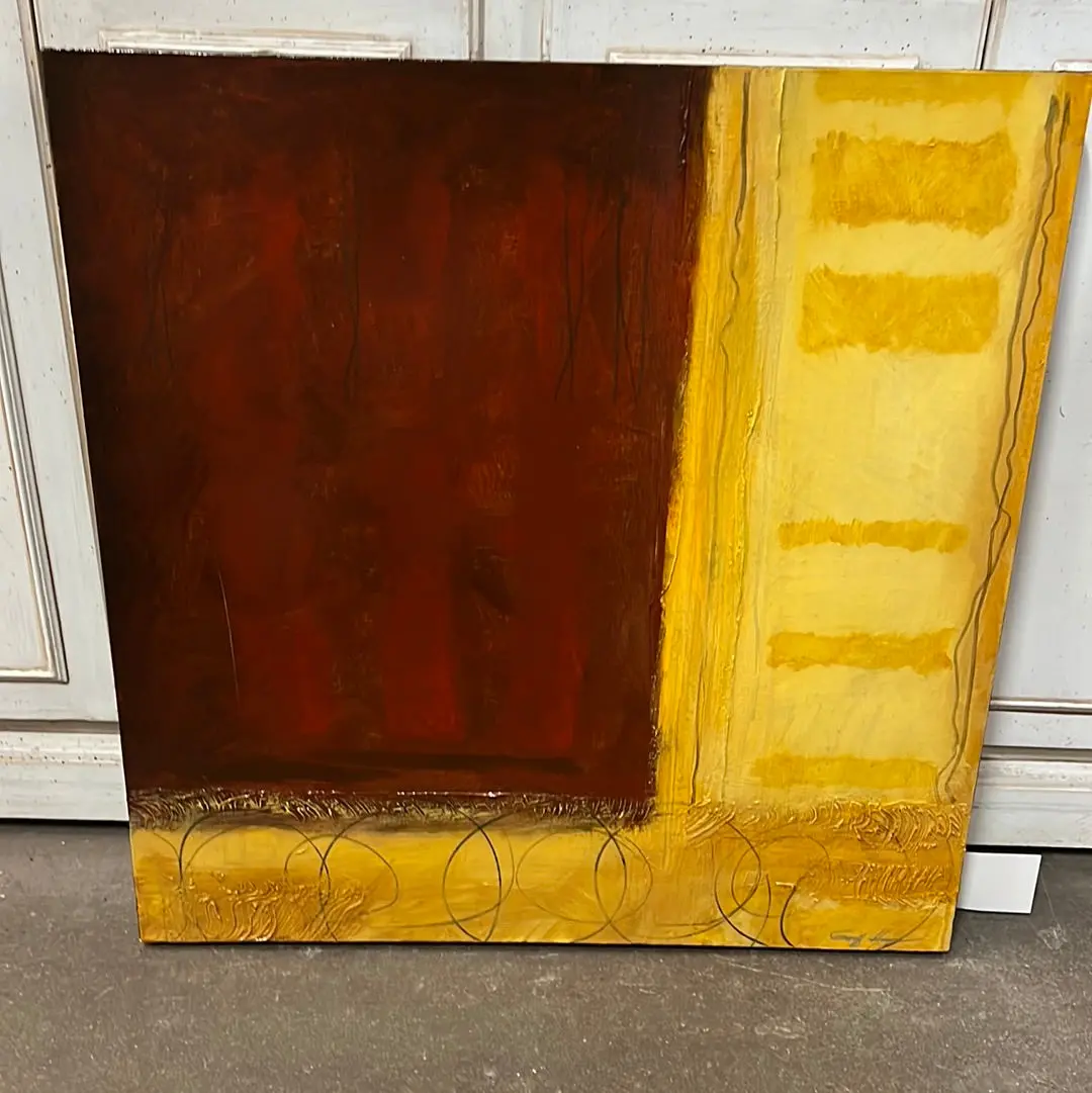 Large Square Abstract Oil Painting By Geoff Hagar 1