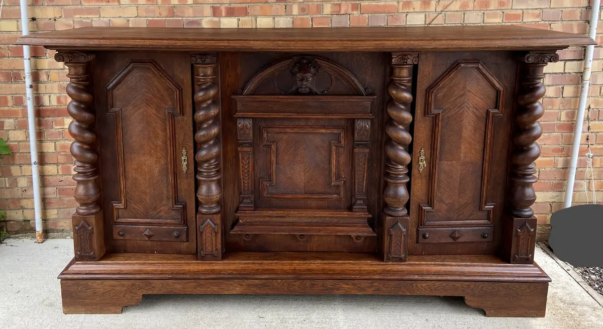 Dutch Barley Twist Tall Oak Sideboard 1