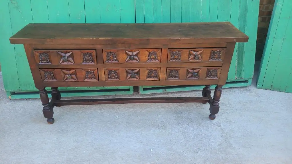 Dark Alder Rustic Console Table With Drawer 1