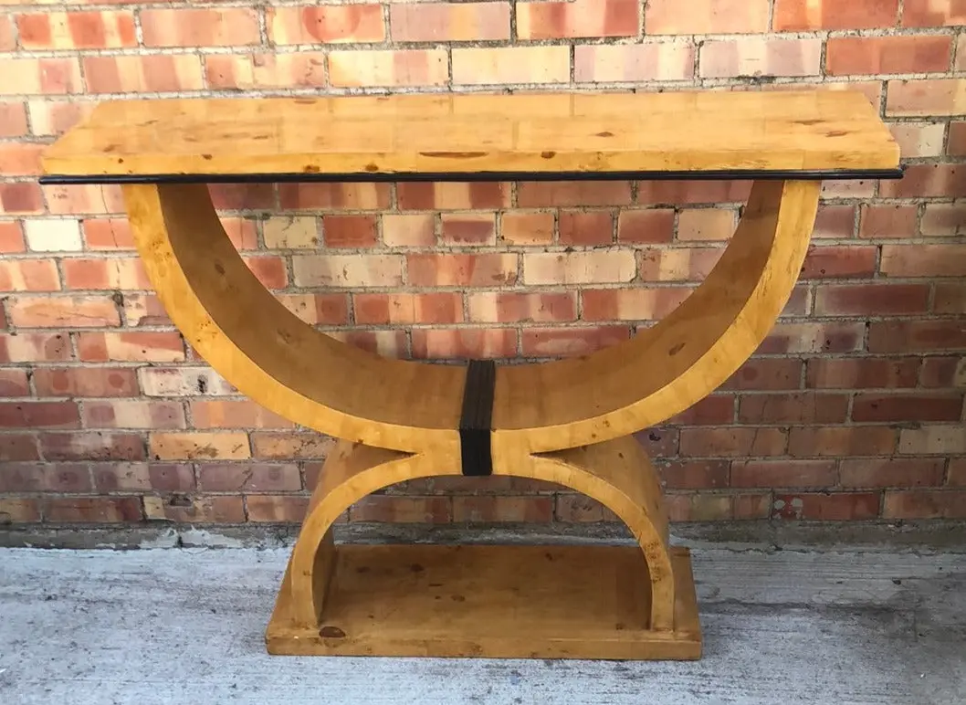 Deco Burled Console With U Shaped Base 1