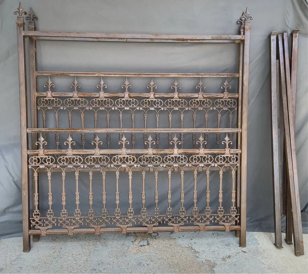 King Size Iron Poster Bed With Scroll Work Detail 1