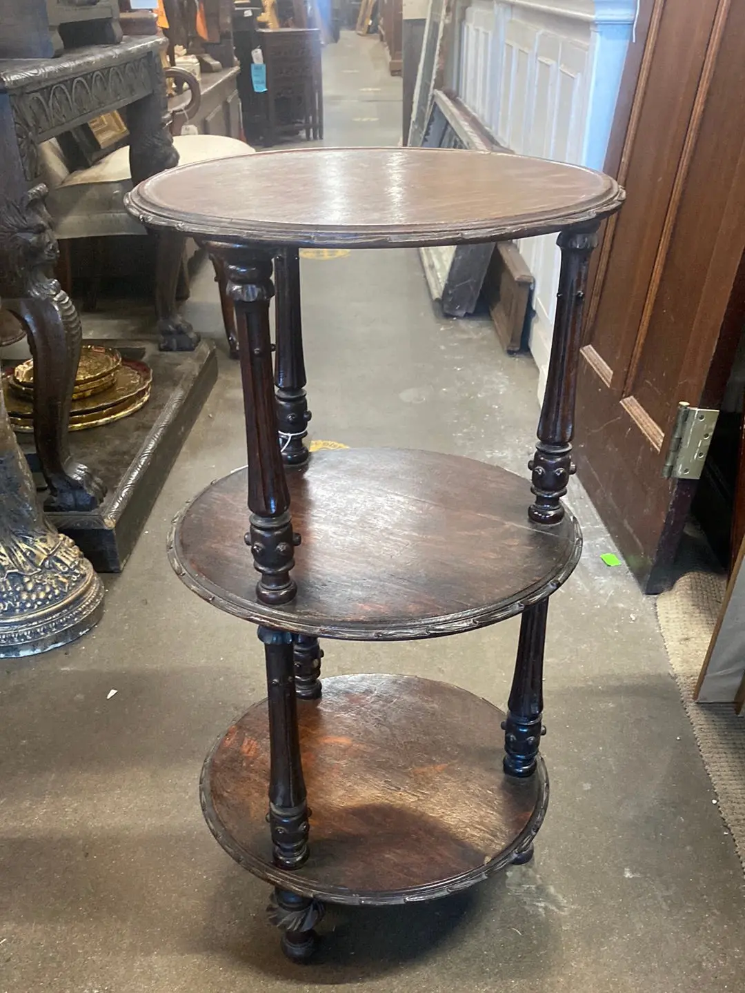 Small Round Oak French Tiered Dessert Table 1
