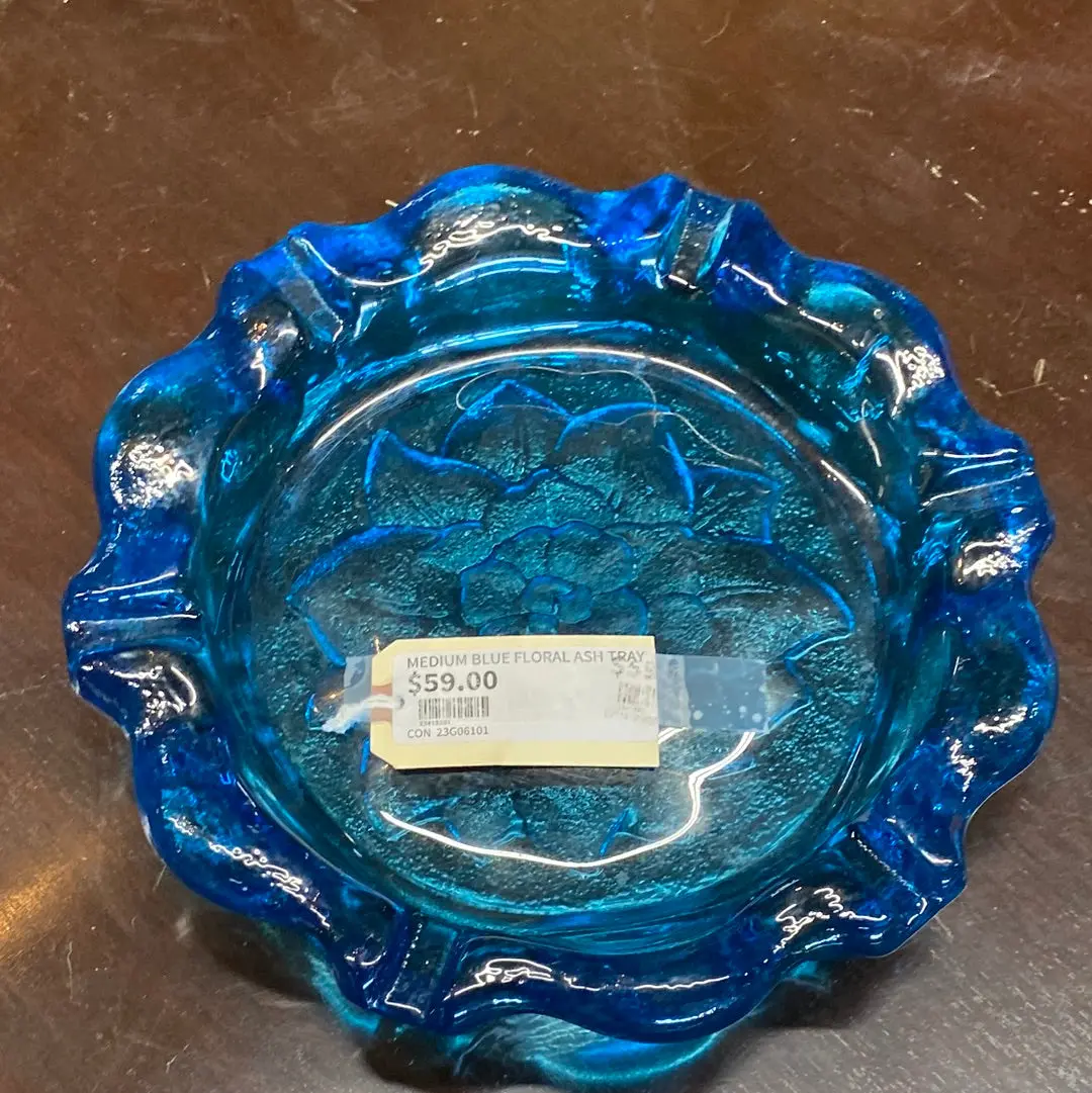 Medium Blue Floral Ash Tray 1