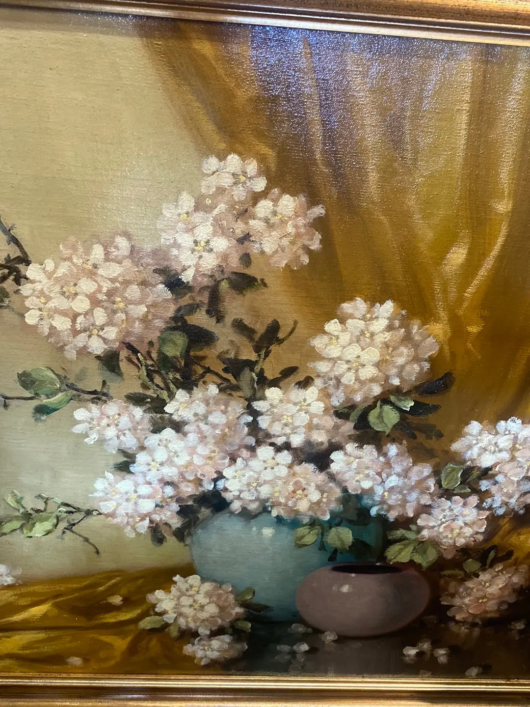 A.D. Greer "Dogwood Flowers" With Handcarved Frame 1