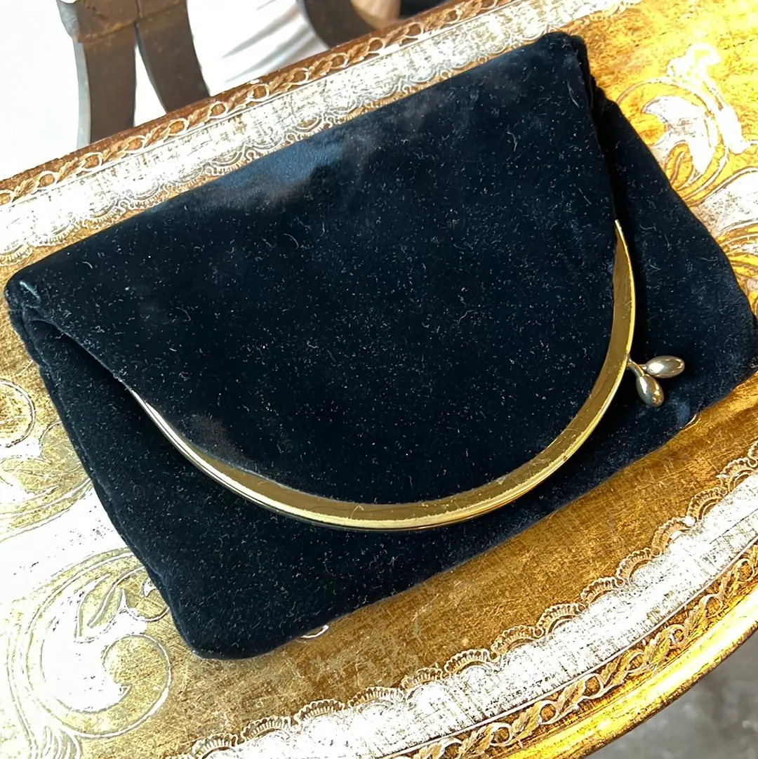 Small Black Velvet Clutch Purse 1