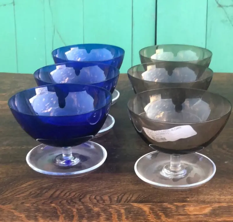 Set Of 6 Colorful Blown Glass Sherbets 1