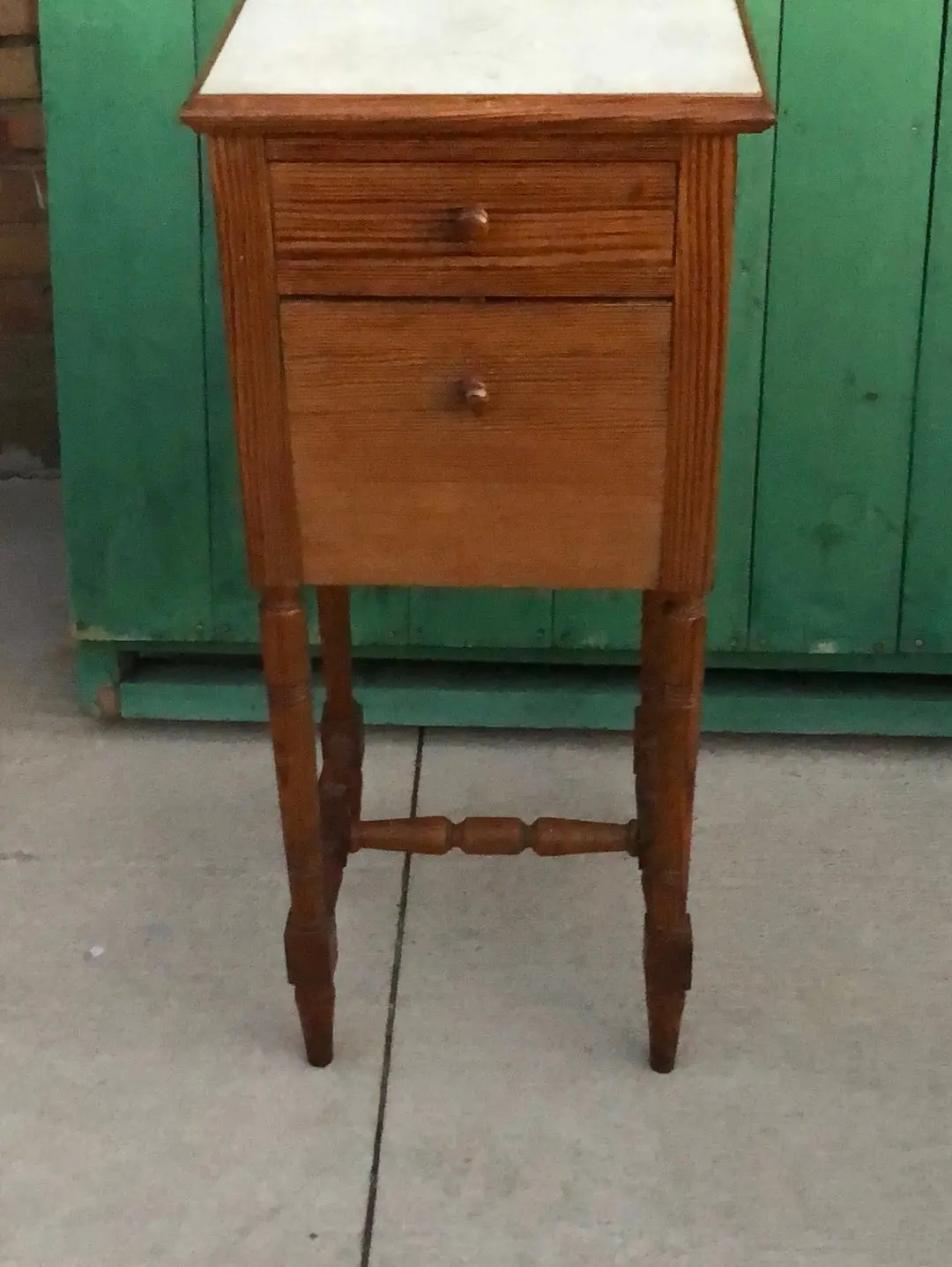 Pitch Pine Marble Top Stand 1