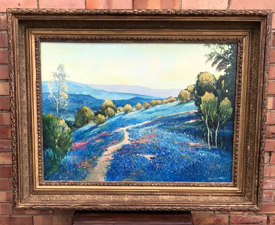Large Bluebonnets On A Hill Oil Painting On Board By Hardy Martin 1