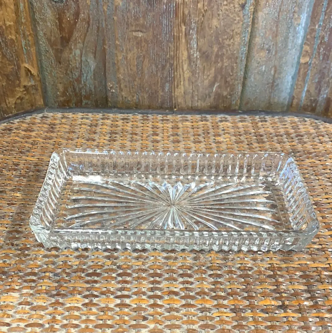Small Rectangular Clear Pressed Glass Dish 1