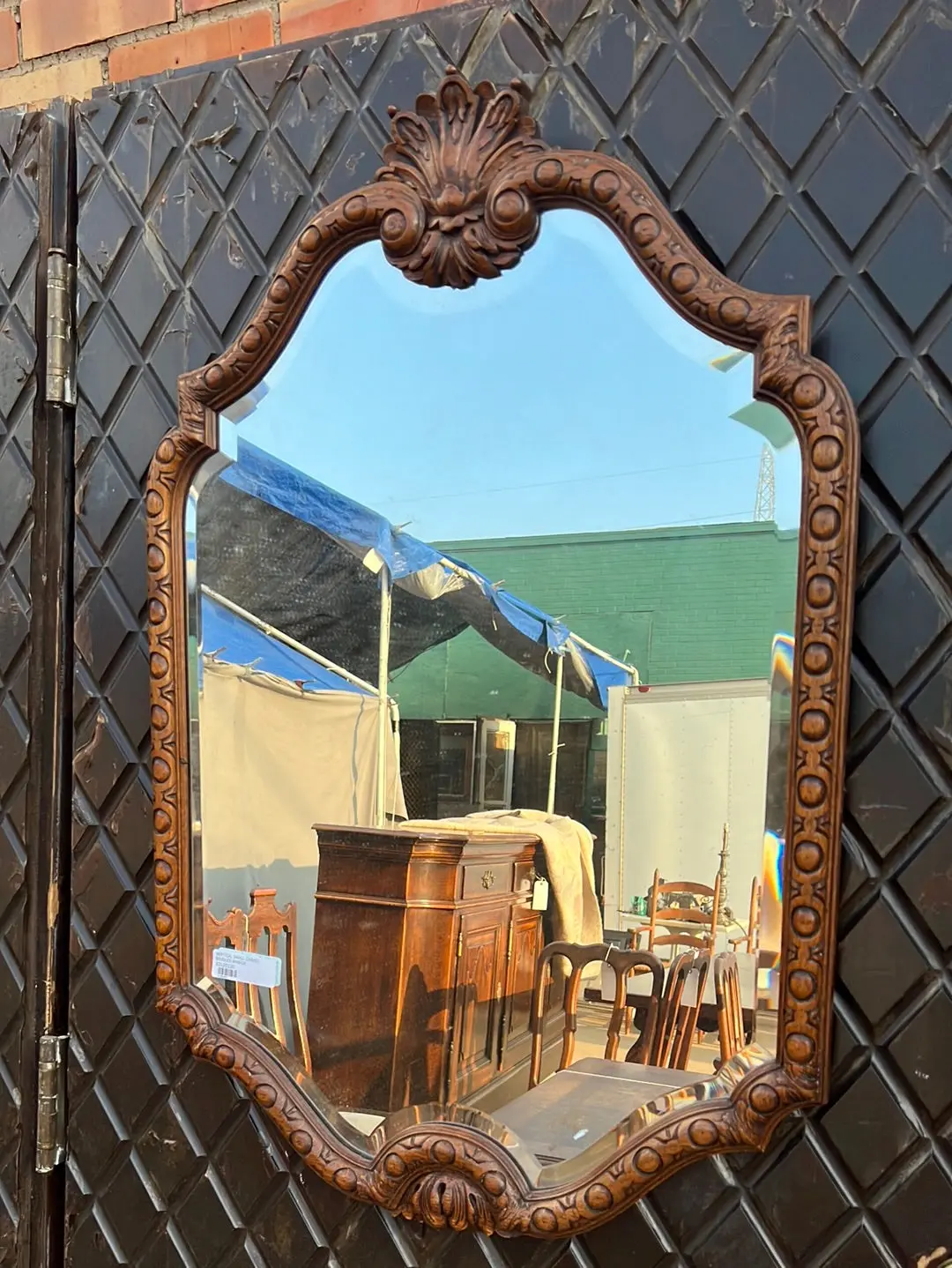 Vertical Small Carved Beveled Mirror 1