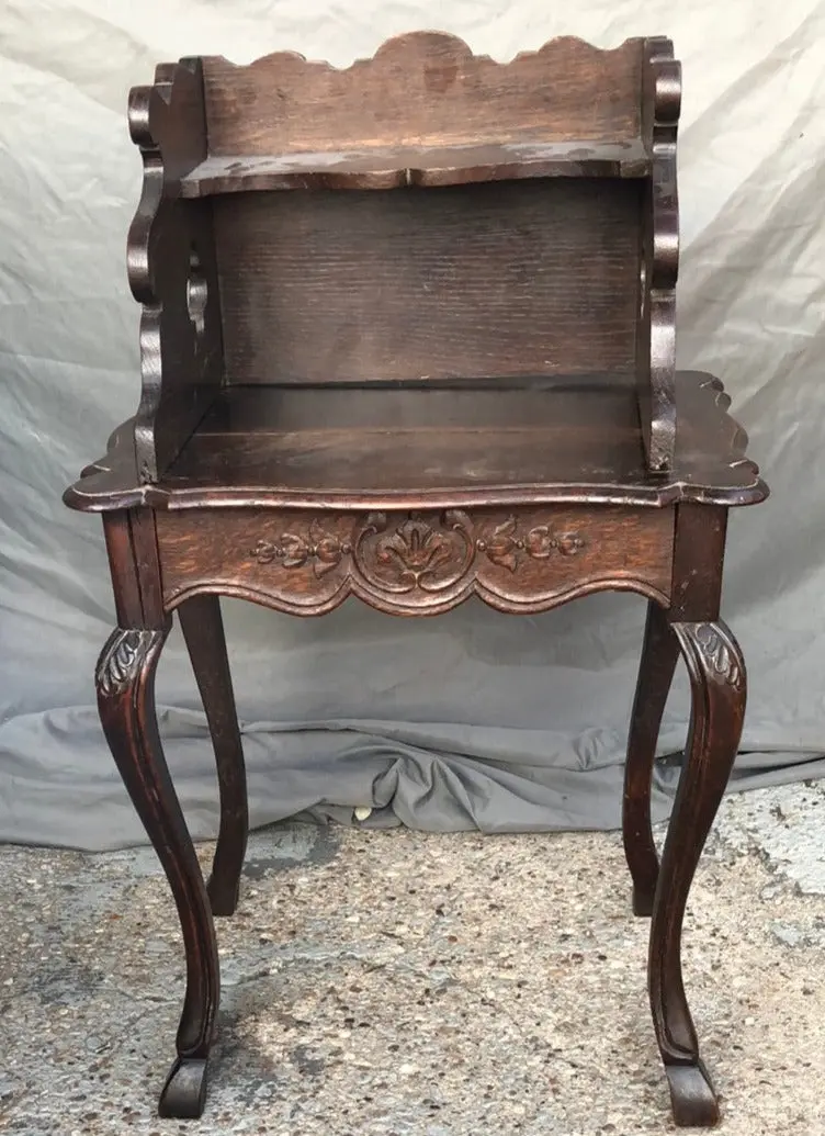 Country French Open Tiered Side Table With Hoof Feet 1