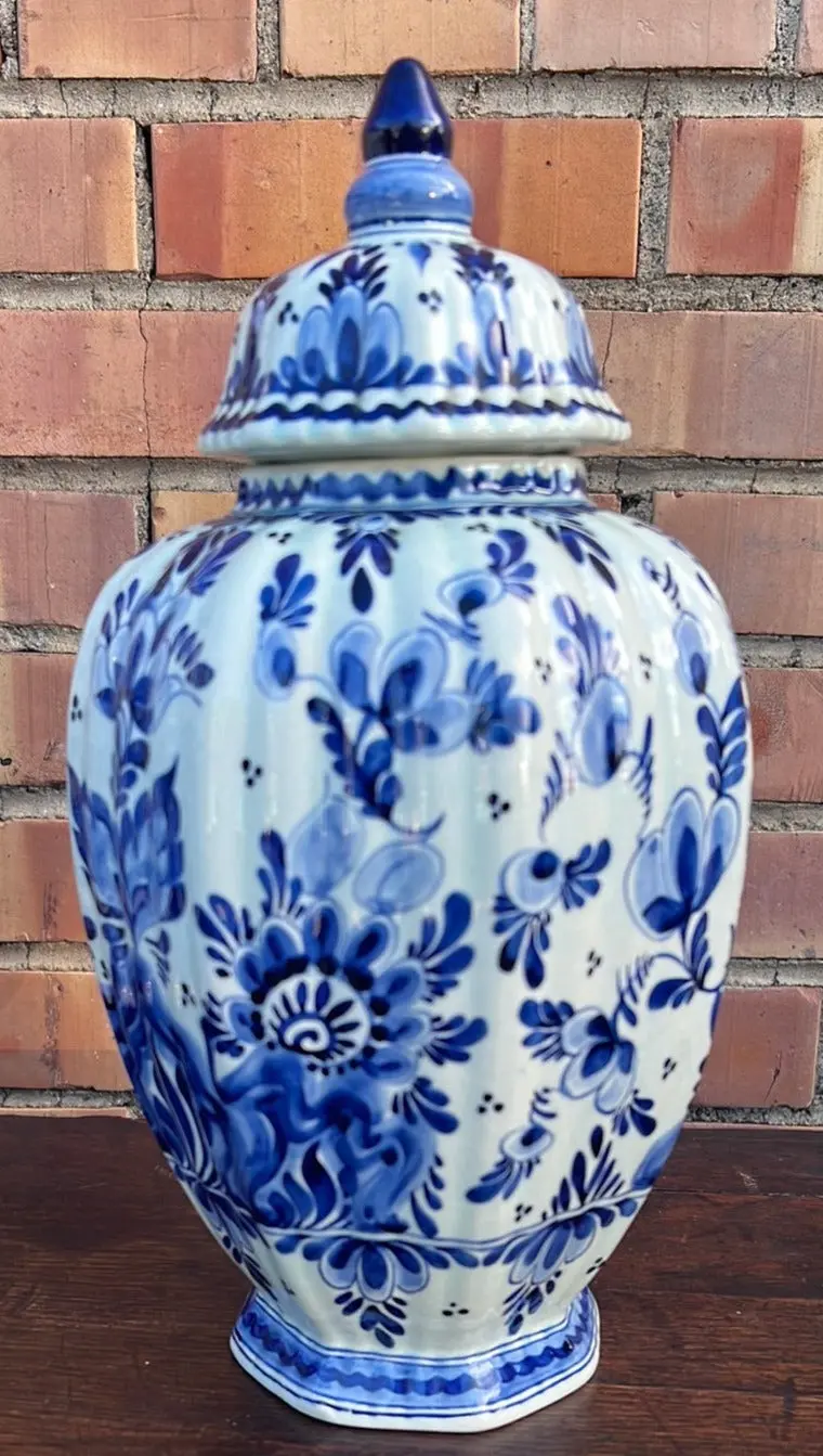 Small Delft Floral Ginger Jar 1