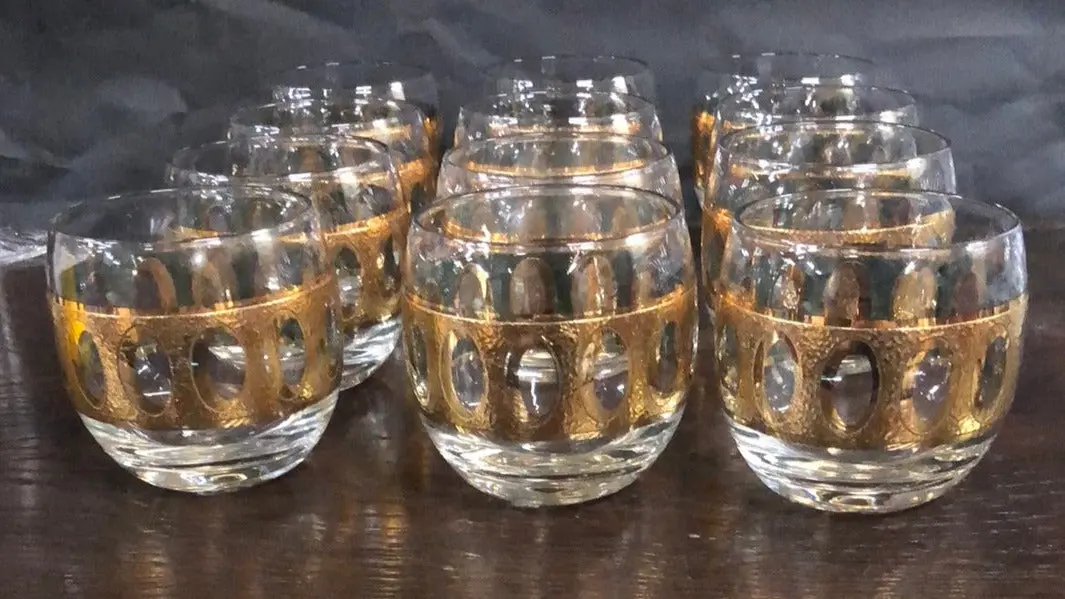 Set Of 12 Gold Plated Crystal Glasses 1