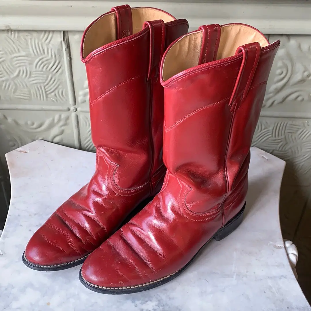 Red Leather Cowboy Boots 1