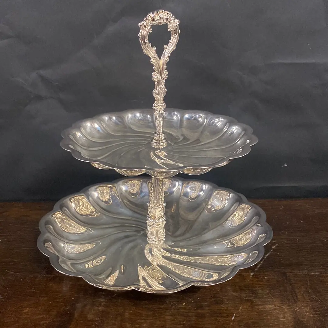 Silverplate 2 Tier Round Tray 1