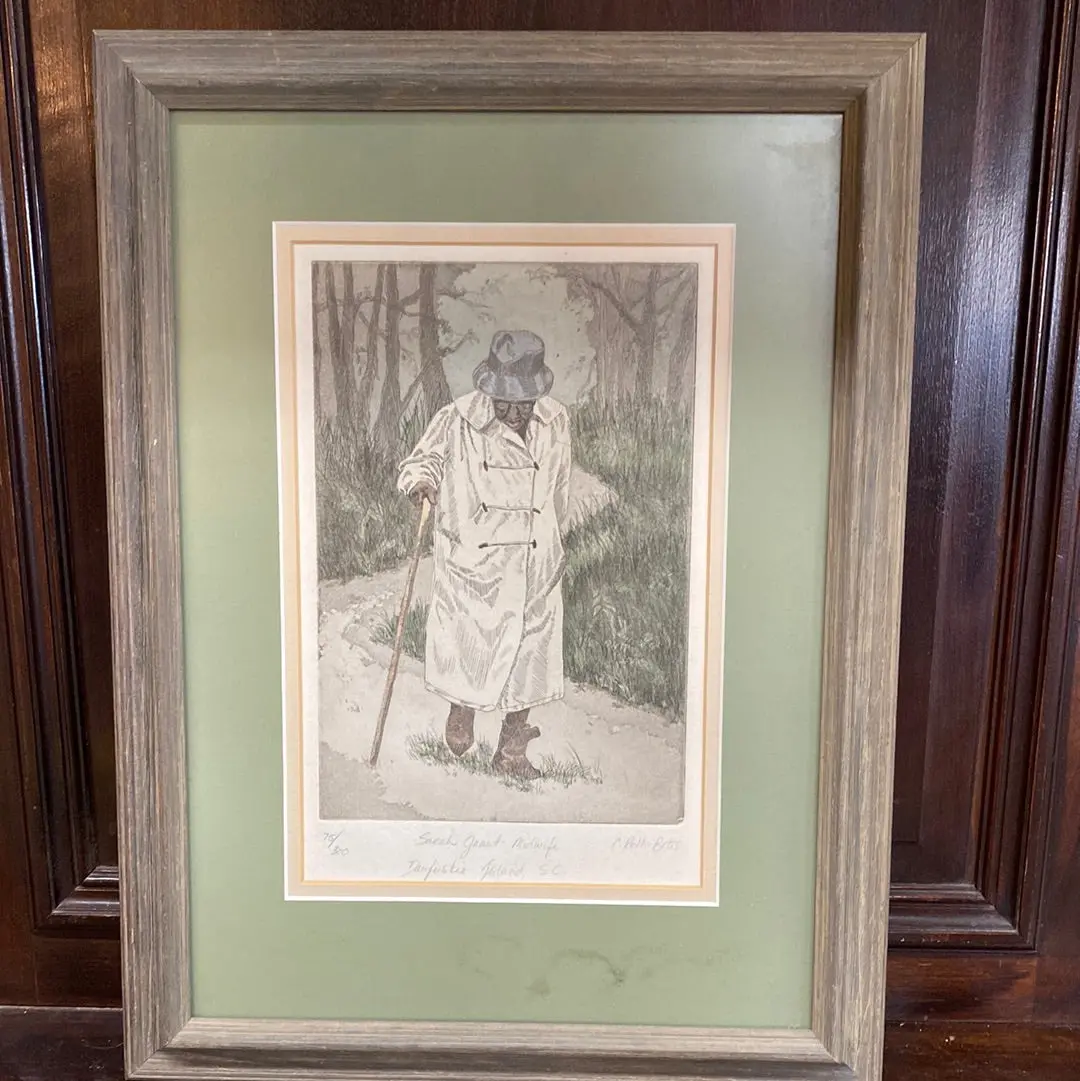 Lithograph Sara Grant Midwife By Bates 1