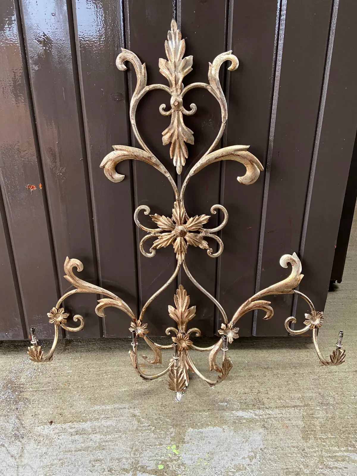 Multi-Arm Silver And Gold Painted Foliate Sconce 1