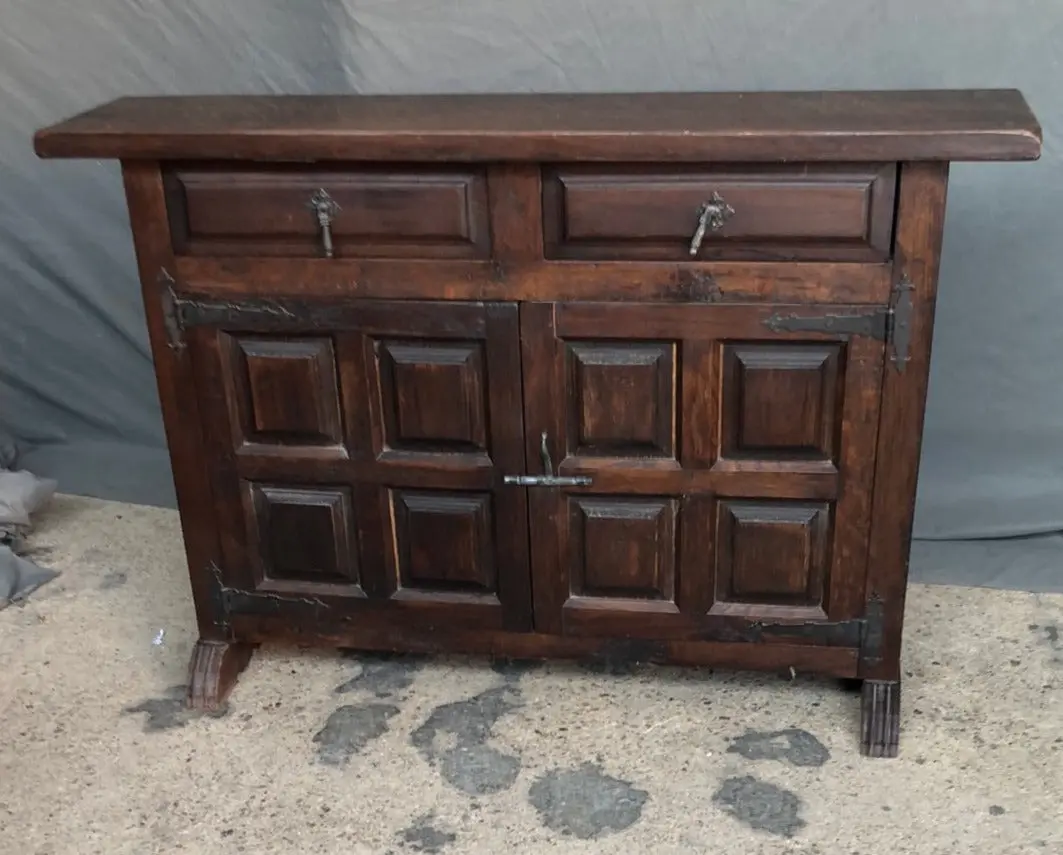 Dark Oak Shallow Console With Multi Panels, 2 Drawers And 2 Door 1