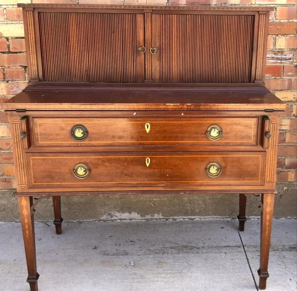 Mahogany Inlaid Secretary With Tamber Doors 1