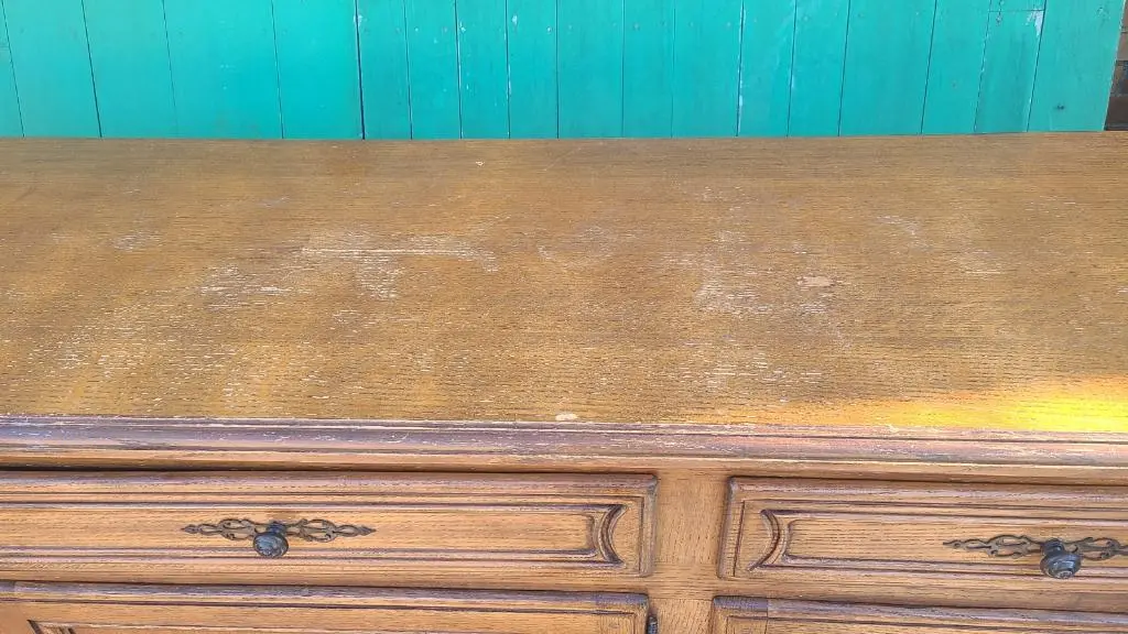 Light Oak Rustic Shallow Sideboard With Fancy Steel Pierced Escutcheons And Knobs 1