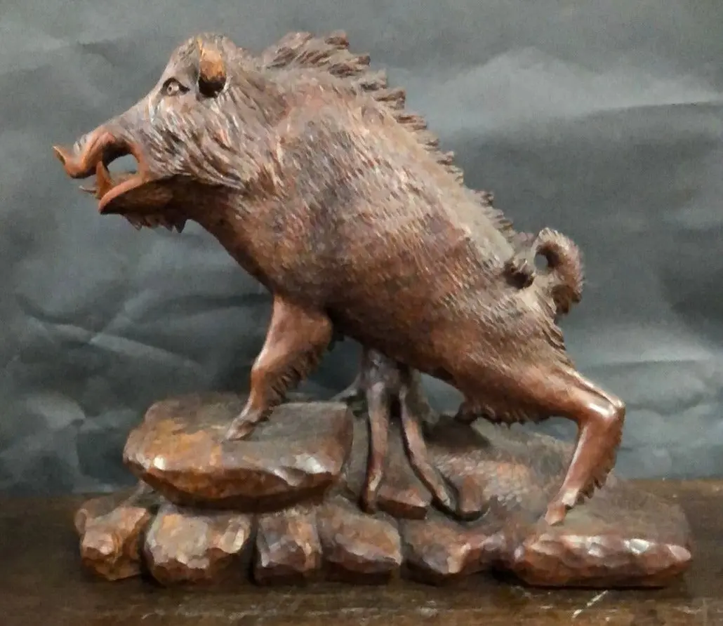 Fabulous Carved Wood Boar 1