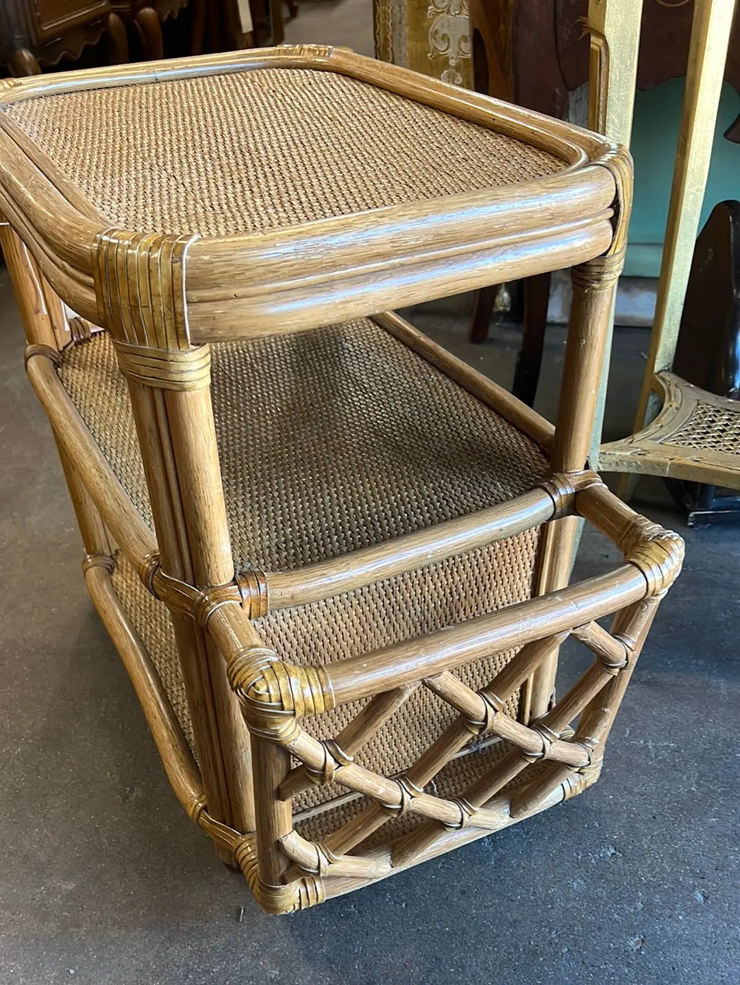 3 Tier Rattan End Table With Magazine Rack 1