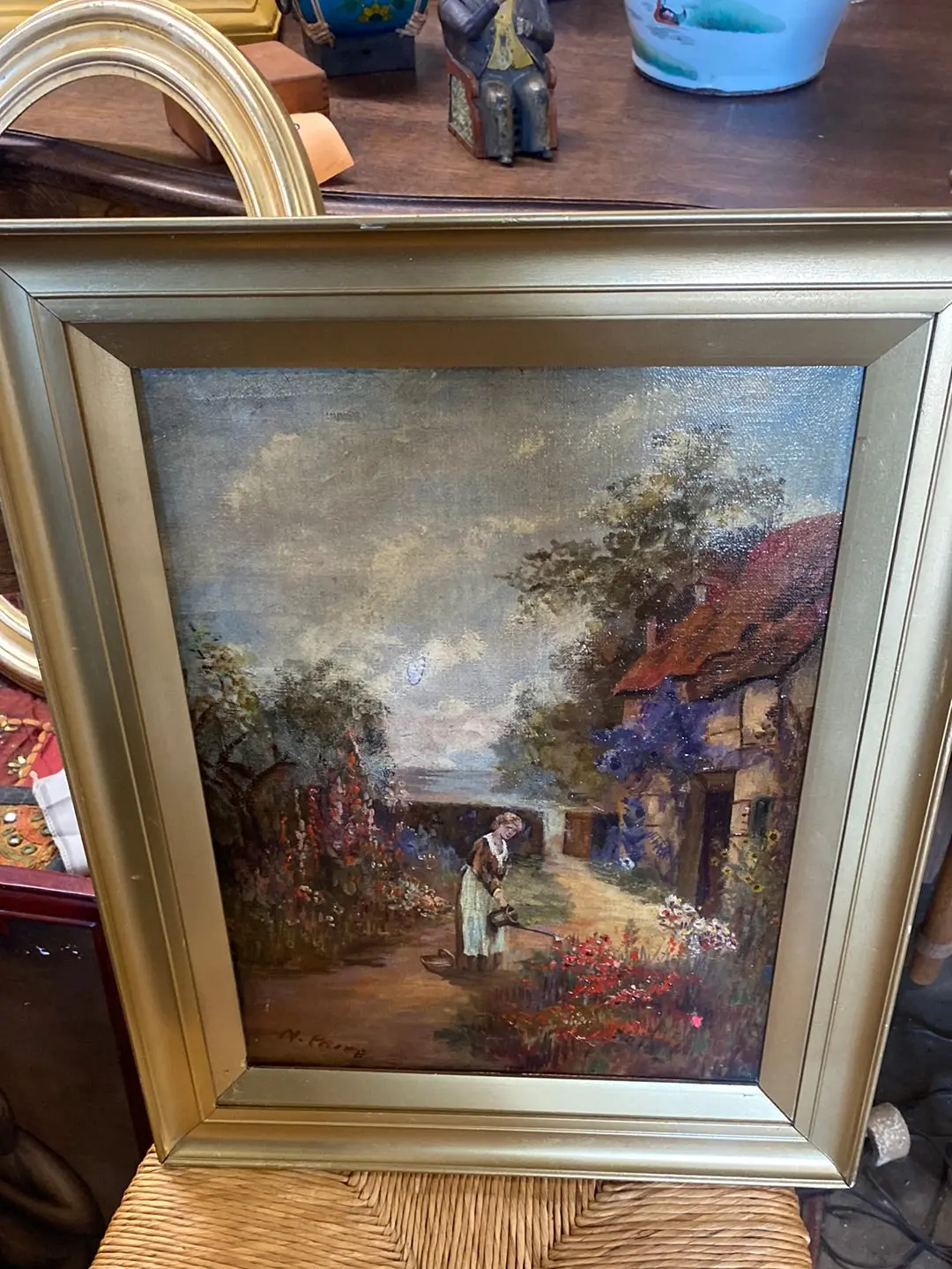 Pair Of Norton Price Paintings Of Garden Scenes 1864-1957 1
